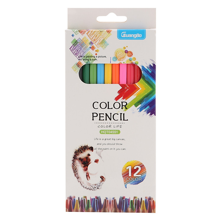 Chì 12 Màu Dài Hộp Giấy Guangbo