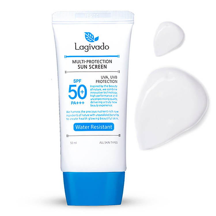 Kem chống nắng dưỡng trắng giúp bảo vệ da dành cho da bóng dầu, dễ nổi mụn, đi bơi, đi biển Hàn Quốc Lagivado Water Resistant 50 gram