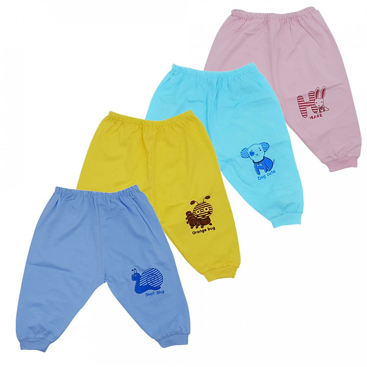 Combo 10 quần dài sơ sinh mẫu bo gấu THT