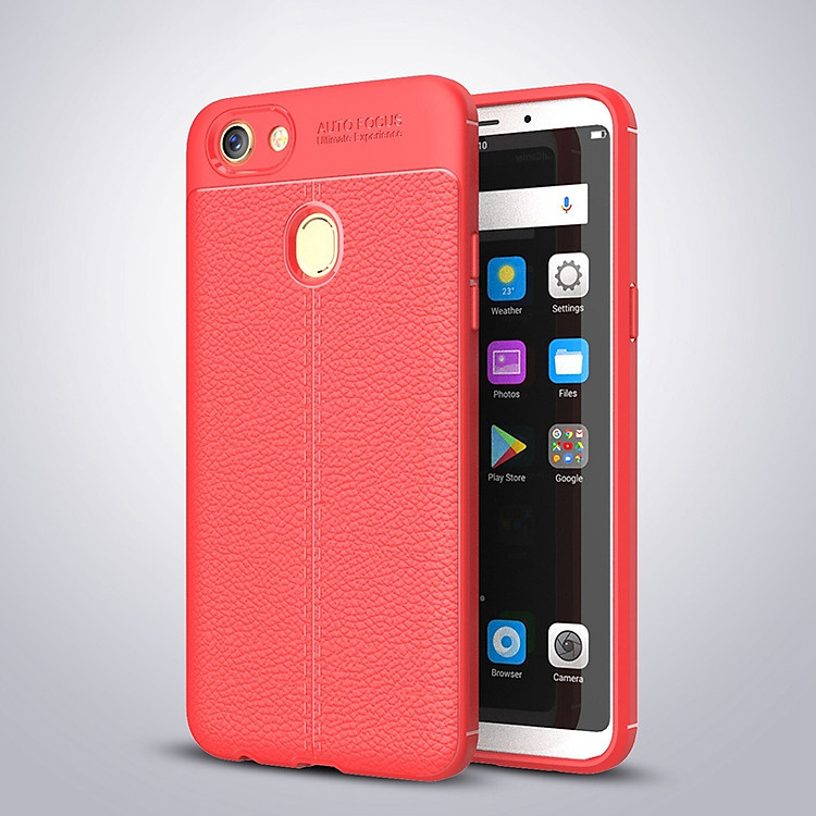 Ốp lưng Silicon Auto Focus giả da, chống sốc dành cho OPPO F5 - Hàng Chính Hãng