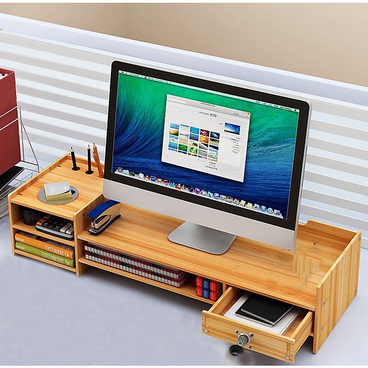 Kệ gỗ để màn hình máy tính NKNz02 (MÀU VÂN GỖ)
