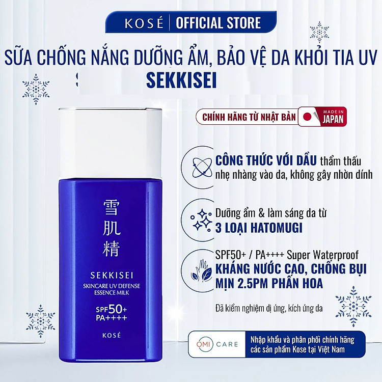 Sữa Chống Nắng Dưỡng Ẩm SPF50+ / PA++++, Bảo Vệ Da Khỏi Tia UV, Bụi Mịn, Phấn Hoa Sekkisei Kose Nhật Bản 60ml