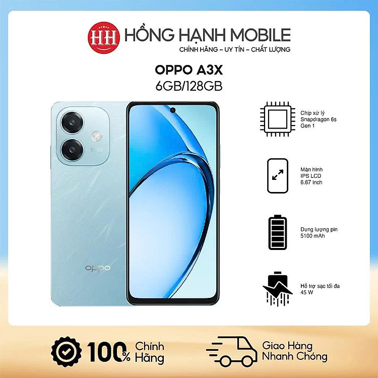 Điện Thoại Oppo A3x 6GB/128GB - Hàng Chính Hãng