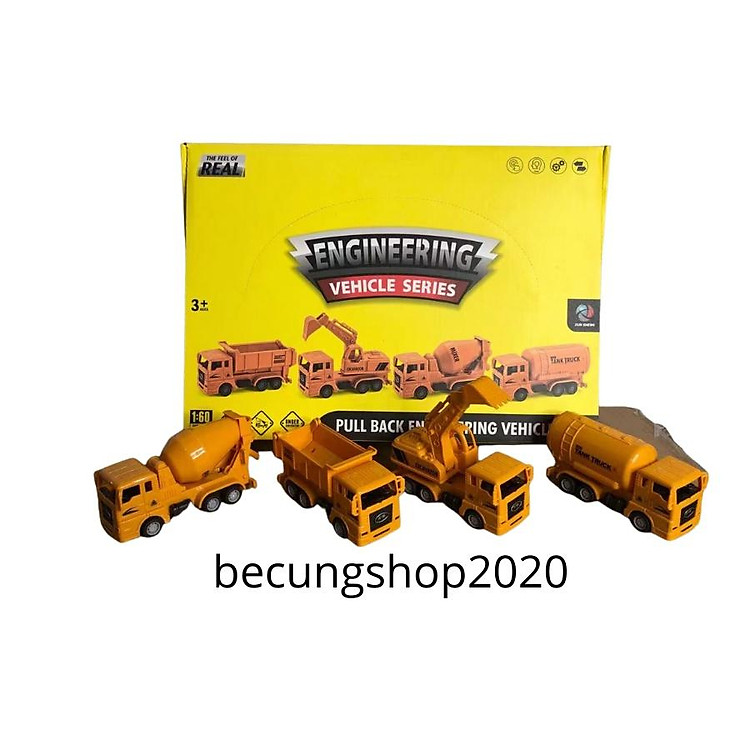 Đồ Chơi Trẻ Em Bộ 12 Xe Công Trình Mini Cho Bé Yêu