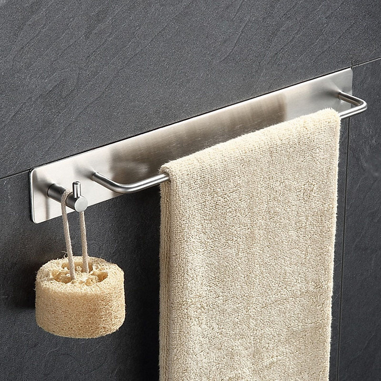 Thanh treo khăn tắm có móc treo inox 304 dán tường Hobby Home Decor KE01