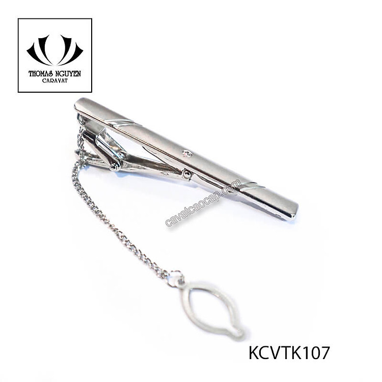 kẹp cà vạt nam, cài cà vạt, thanh cài cà vạt - Kẹp cà vạt vàng trắng KCVTK107