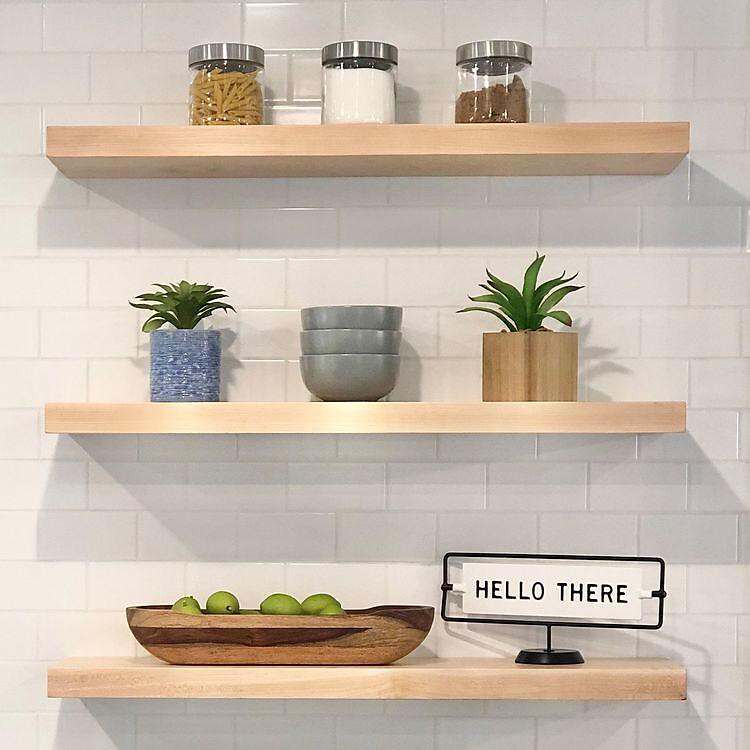 set 3 thanh Kệ gỗ thông treo tường Giá gắn tường decor trang trí nhà cửa bền đẹp sâu 15 cm - 70x15 cm