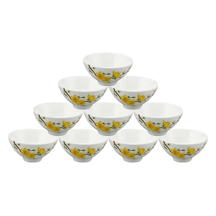 Bộ 10 Cái Chén Cơm Minh Long 11.5cm (S) Hoàng Mai