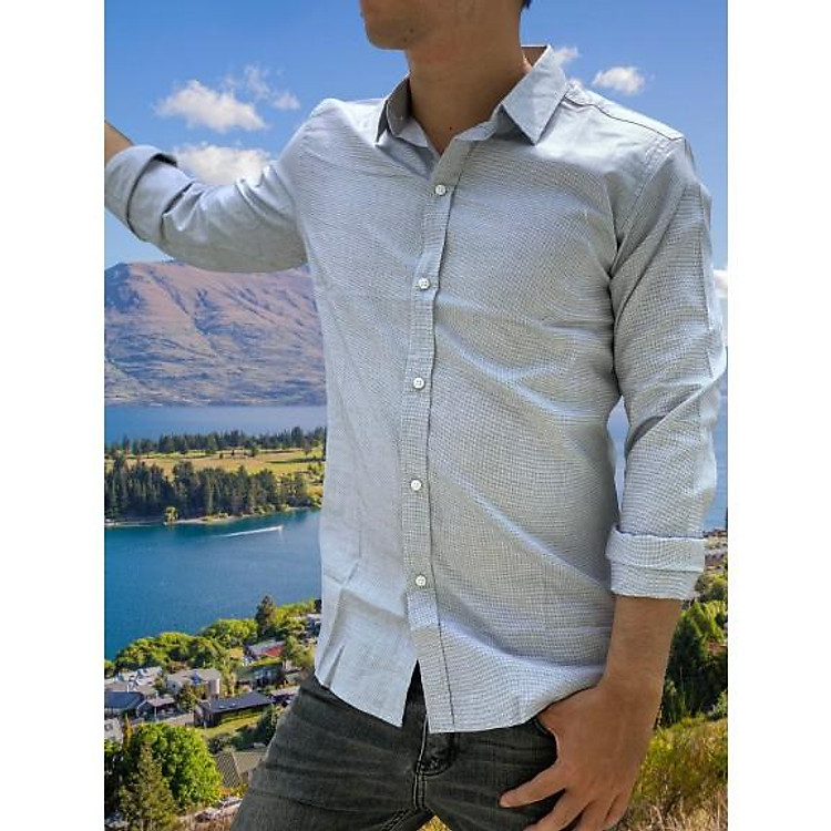 Áo sơ mi nam dài tay màu xám tro vài cotton rất đep