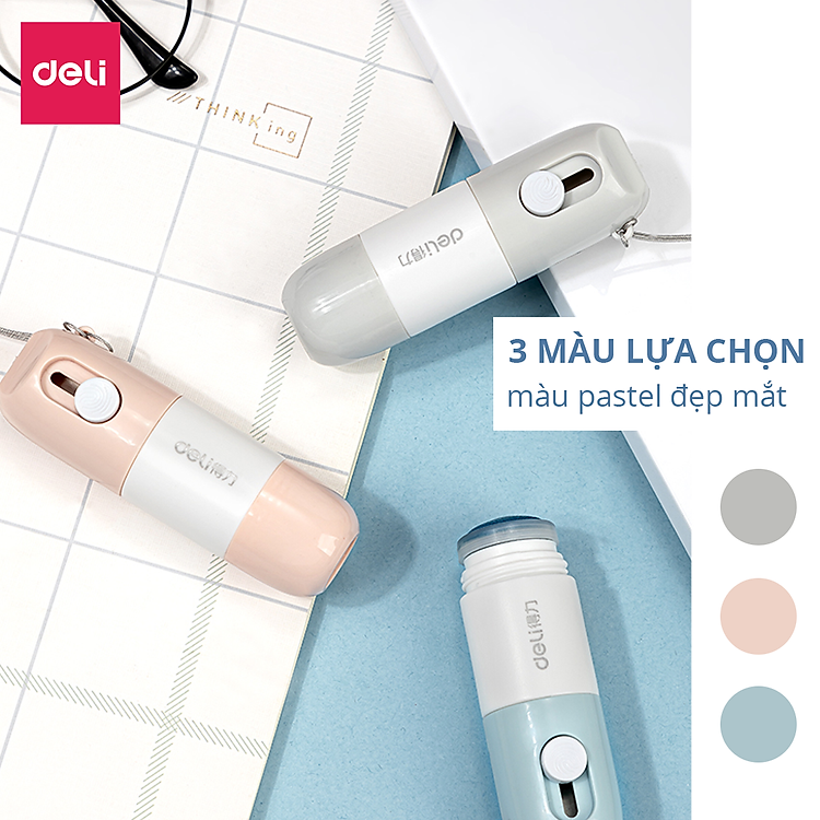 Bút Xóa Thông Tin Trên Bill Đơn Hàng Kèm Dao Rọc Giấy Deli JQ122 - Xám - Ảnh 3