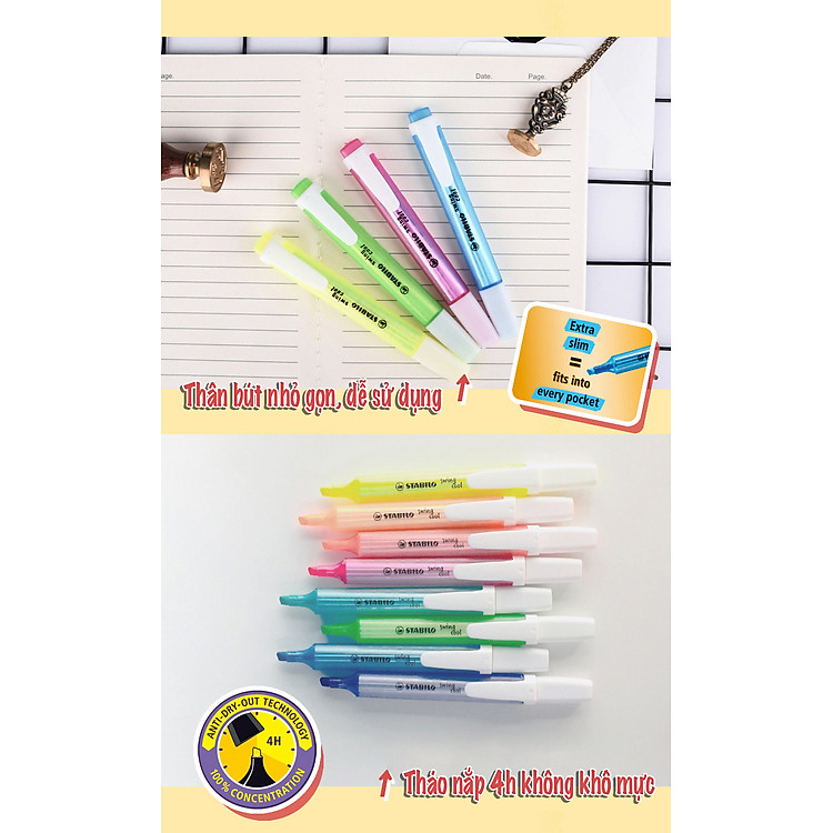 Bút dạ quang STABILO swing cool 275 - Tím phấn (155) - Hồng (56) - Ảnh 4