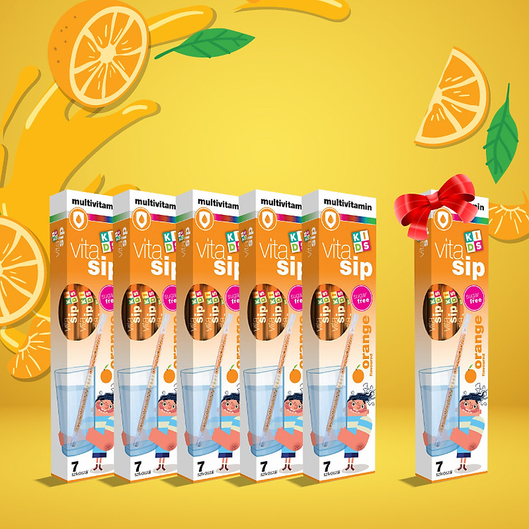 Combo 5 hộp Vitasip tặng 1 hộp - Ống hút vitamin cho bé
