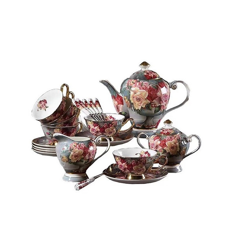 BỘ BÌNH TRÀ SỨ XƯƠNG 6 CỐC KÈM 2 TỐNG ĐỤNG ĐƯỜNG, SỮA - ANTH560