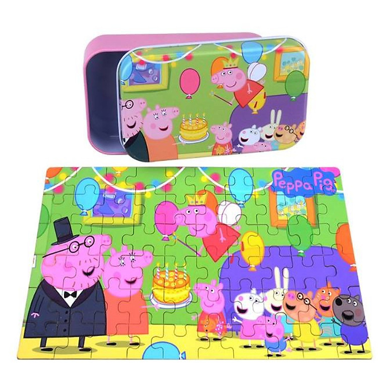 Ghép Hình 60 Mảnh Hộp Thiếc - Peppa pig