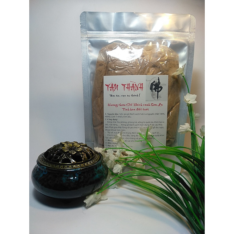 Bột mịn gỗ Bách xanh 500gr Mộc Châu - Sơn La _Tặng lư xứ xông trầm màu ngẫu nhiên