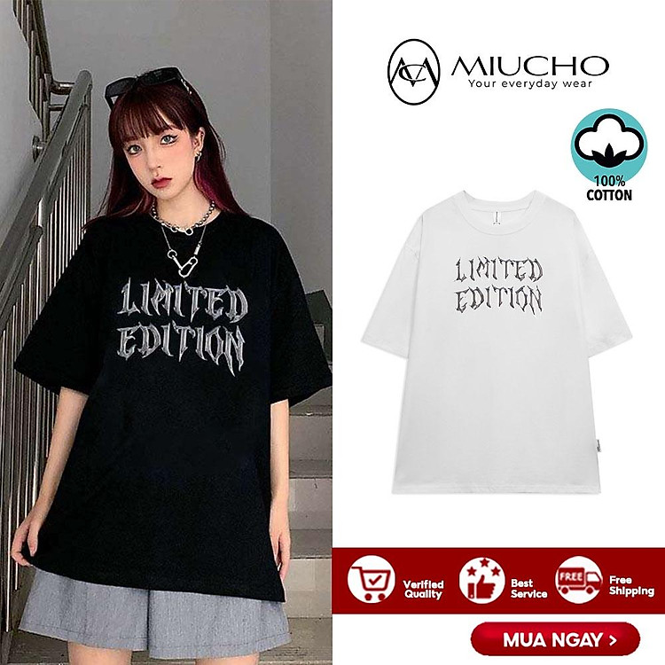 Áo thun nữ form rộng đẹp tay lỡ kiểu hàn quốc, áo phông nữ form rộng unisex vải cotton AT177 Miucho in hoạt tiết