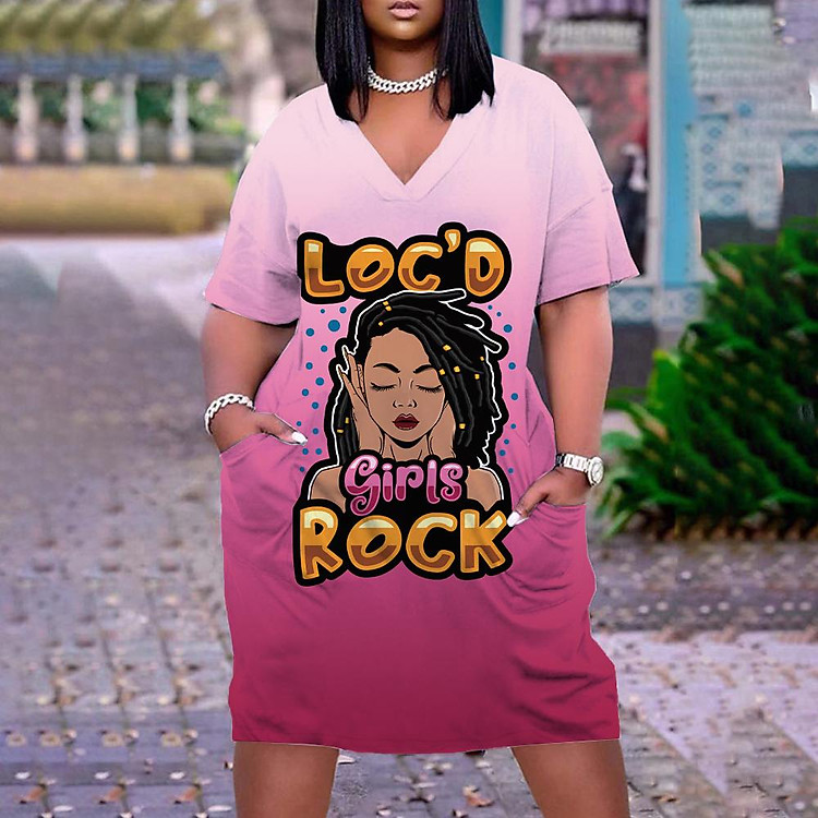 Vintage Châu Phi Rock Girl In Hình Nữ Đầm Midi Bohemian Túi Ngắn Tay Áo Nữ Đen Bé Gái Hắc Tố Mini