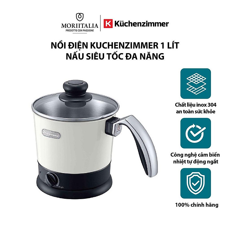 Nồi điện hàng chính hãng Kuchenzimmer 1 lít nấu siêu tốc đa năng màu trắng 3000211
