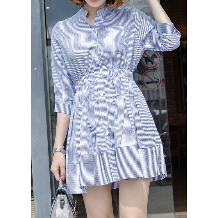 Đầm Sơ Mi Sọc Xanh Envy (Freesize)