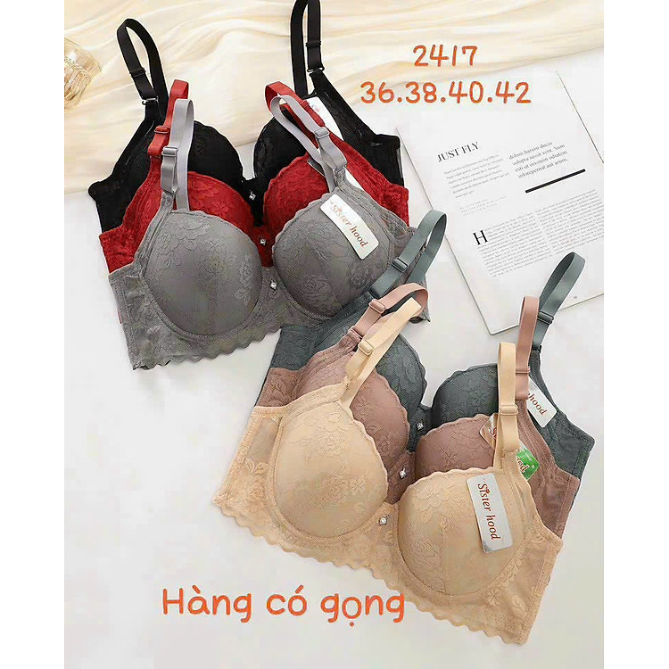 Áo Lót Nữ Mỏng Ren Big Size Có Gọng Cài Sau 3 Móc Sister Hood 2417 – Size 36–42