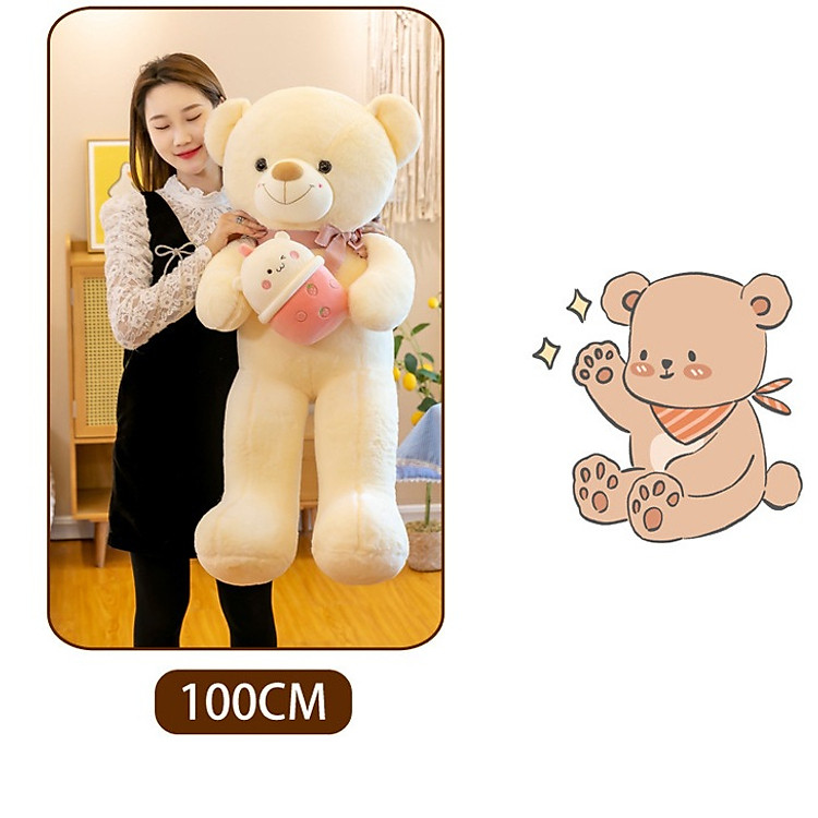 Thú nhồi bông Teddy ôm bình sữa Chính hãng Ưu đãi - Hình ảnh 4