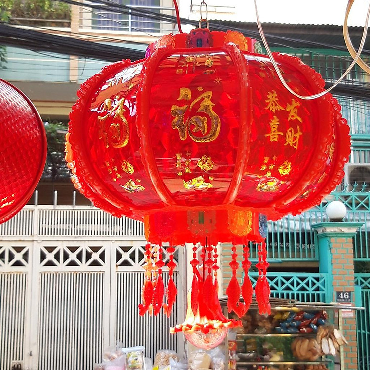 Lồng Đèn 3D trang trí Tết Chữ Nổi - Lồng Đèn Điện Xoay Kết Hợp Đèn Led