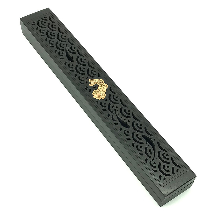 Hộp Gỗ Khảm Kim Xông Nhang Không Tăm Hình Cá Koi