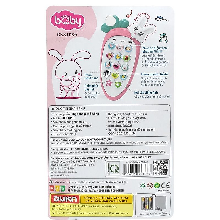 Đồ Chơi Thỏ Hồng Kim Âm Thanh Chính hãng Giá tốt - Hình ảnh 3