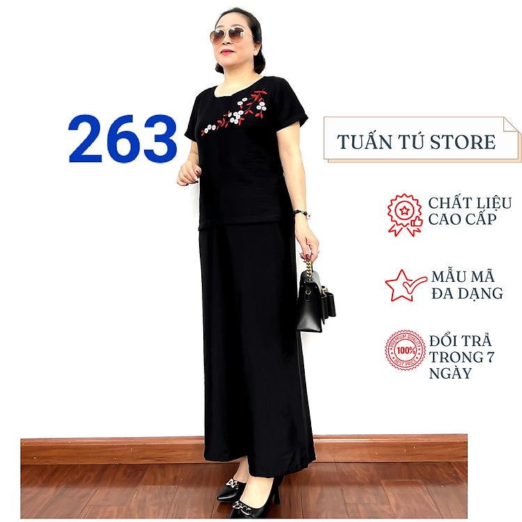 Bộ Đũi Trung Niên Hoa Thêu Cực Đẹp Cực Sang Trọng Dành Cho Phụ Nữ Việt Nam 2023 - Laddy Store