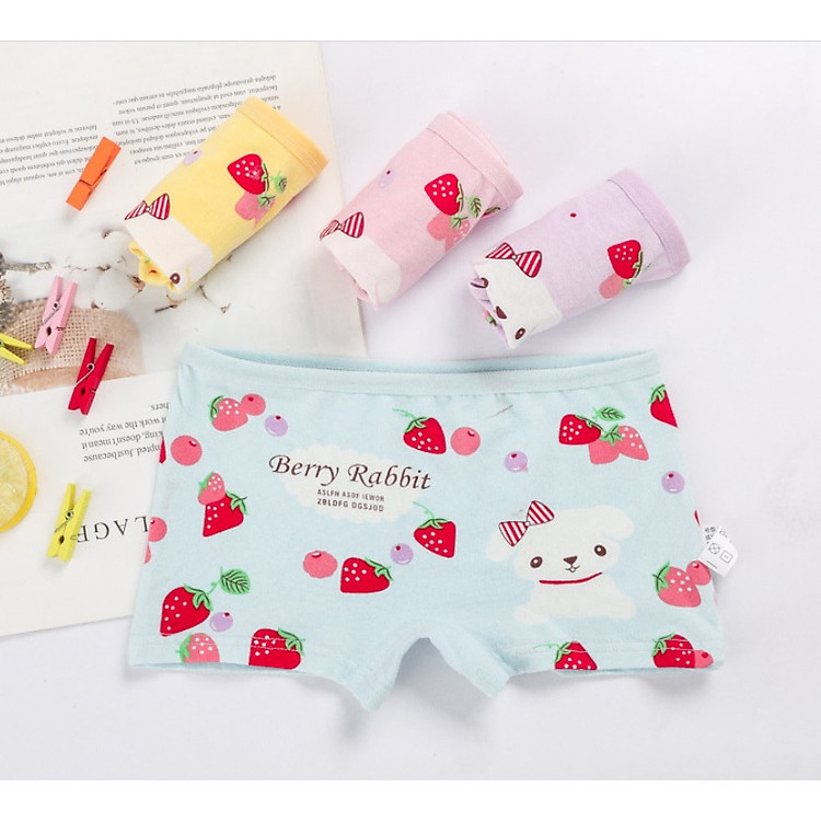 Set 4 Quần Chip Cho Bé Gái Size Từ 1 Tuổi Trở Lên, Chất Vải Cotton Êm Mềm, Thấm Hút Khô Thoáng