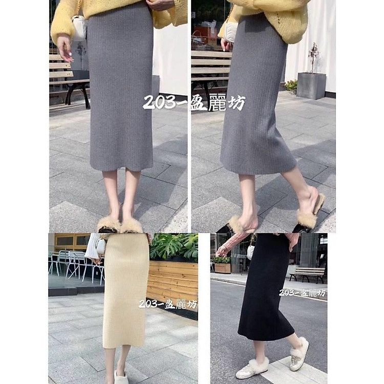 Chân váy len dáng dài