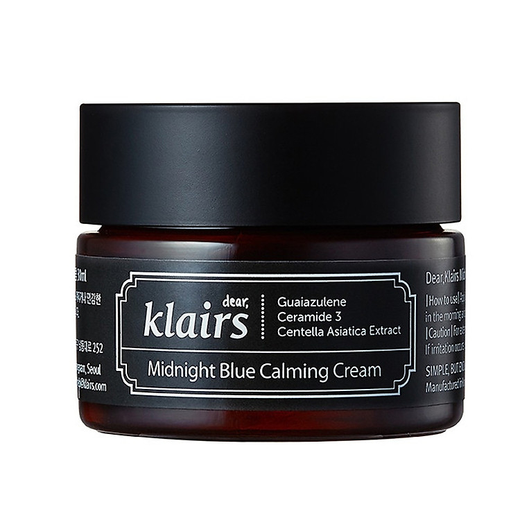 Kem Dưỡng Phục Hồi Da Ban Đêm Klairs Midnight Blue Calming Cream (30ml) - Tặng Kèm 1 Đôi Bông Tai Ngẫu Nhiên
