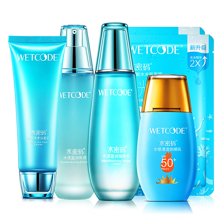 Set Mỹ Phẩm Chống Nắng Dưỡng Ẩm WETCODE (Kem Chống Nắng + Xịt Khoáng + Sữa Rửa Mặt + Lotion + Nước Thần + Túi Mỹ Phẩm)