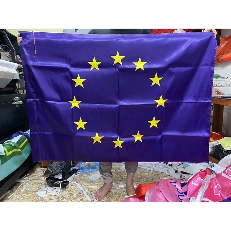 Cờ liên minh châu Âu EU, cờ EU in chuyển nhiệt 2 lớp vải