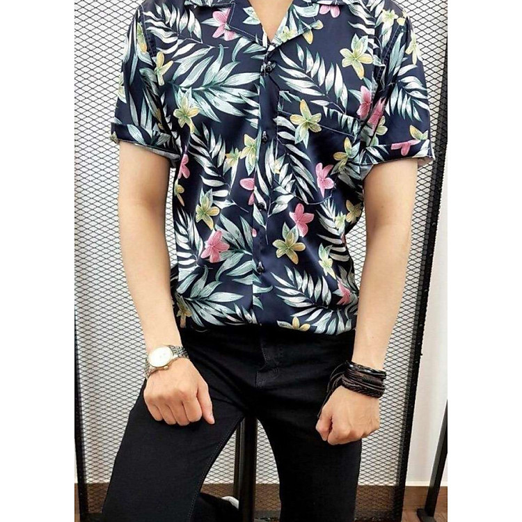 Áo sơ mi nam họa tiết hoa lá