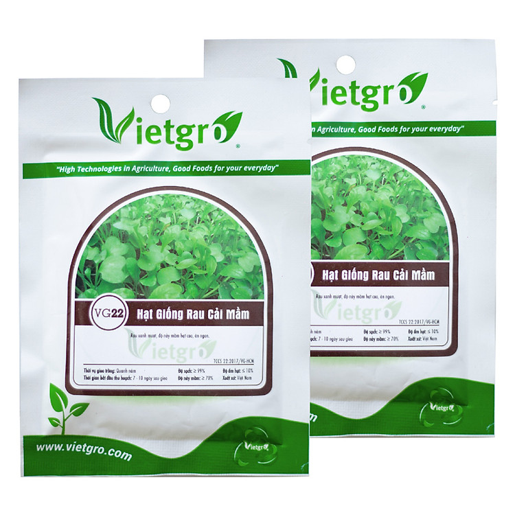 Combo 2 Gói Hạt Giống Rau Cải Mầm Vietgro VG22 (Gói 30gr)