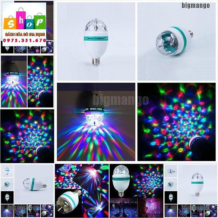 Bóng đèn xoay chiếu ánh sáng nhiều màu 3W E27 LED RGB dùng để trang trí giáng sinh / sàn nhảy / quán bar