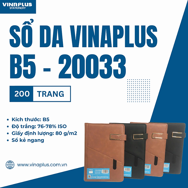 Sổ bìa da Vinaplus B5 (200 trang) - Màu đen - Ảnh 2