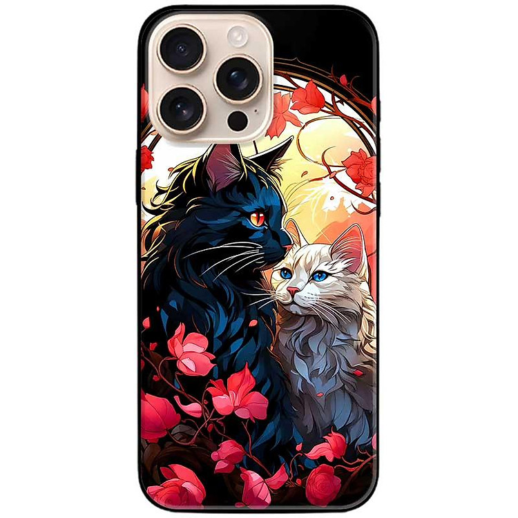 Ốp lưng dành cho Iphone 15 - 15 Plus - 15 Pro - 15 Pro Max - Mèo Trắng Đen - Hàng Chính Hãng