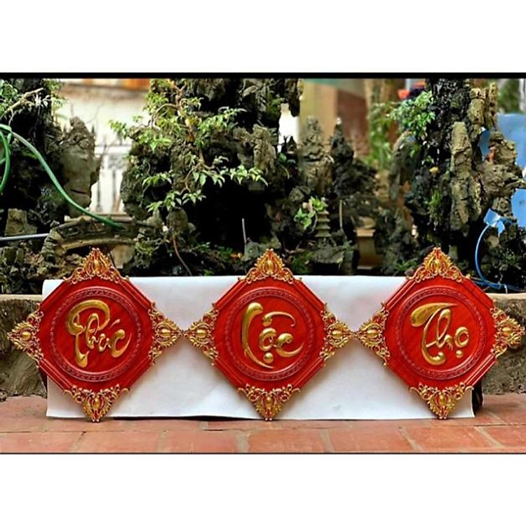 Bộ Tranh chữ Phúc - Lộc - Thọ bằng gỗ hương