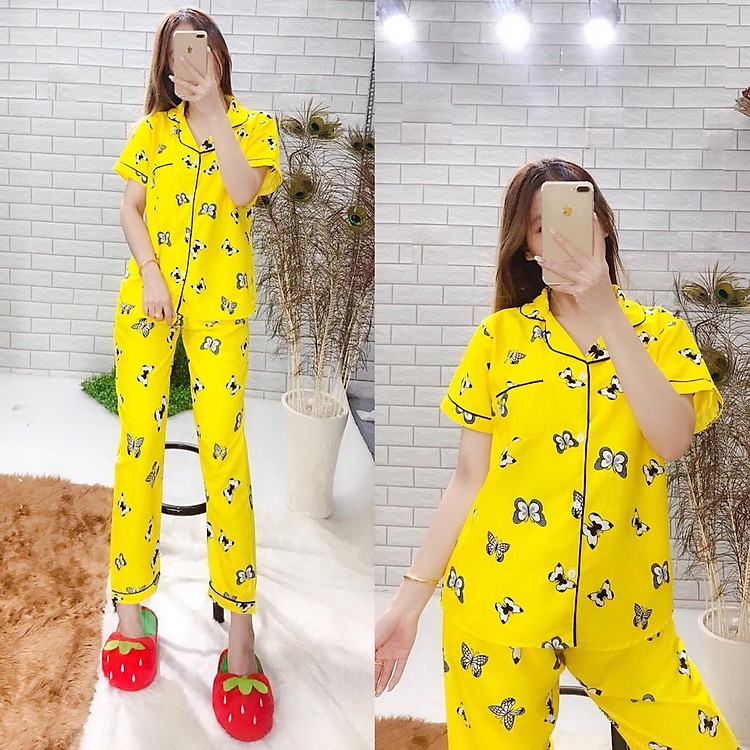 Bộ pijama kate thái loại 1 quần dài - ẢNH THẬT