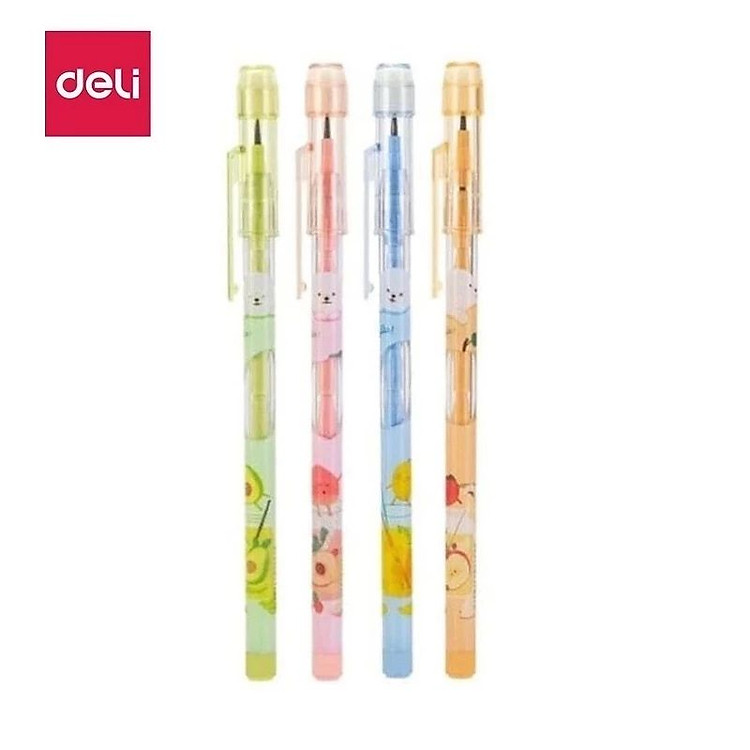 Set 4 bút chì khúc Deli C095 / C086 - Chì đốt Deli CC095 / EC086 không cần gọt thay ruột dễ dàng