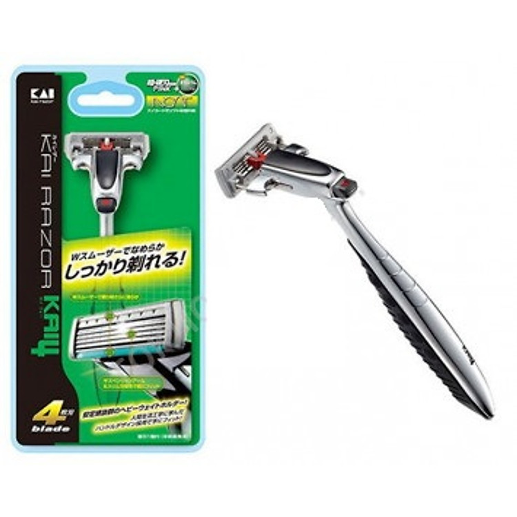 Dao cạo 5 lưỡi kép KAI (1 thân,1 lưỡi,hộp xanh) nội địa Nhật Bản