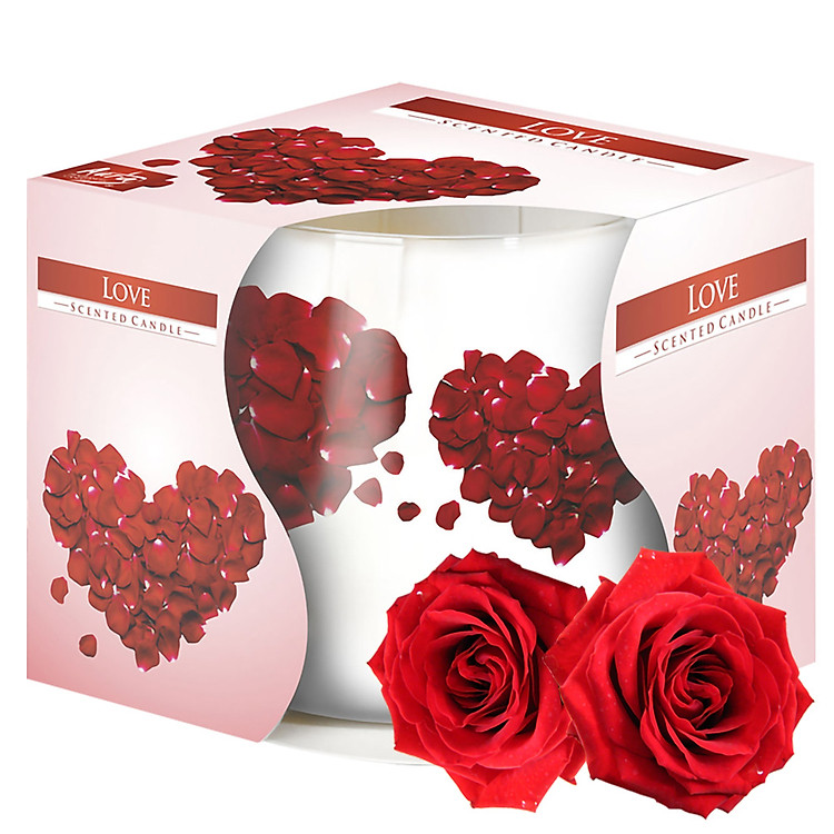 Ly nến thơm tinh dầu Bispol Love 100g QT024784 - hoa hồng nhung
