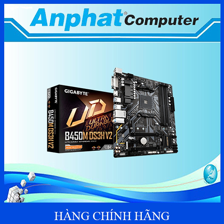 Mainboard Gigabyte B450M DS3H V2 Socket AM4 - Hàng Chính Hãng