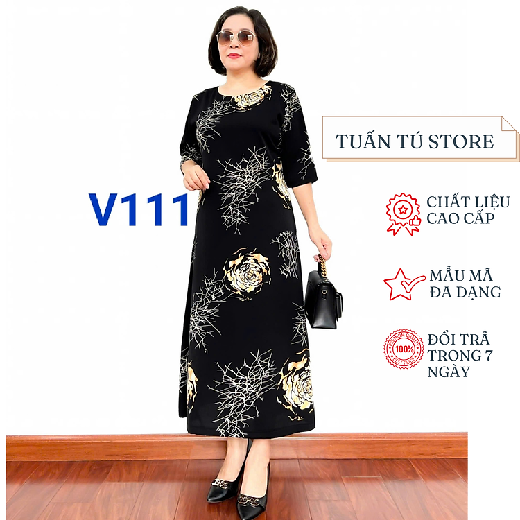 Váy Nữ Trung Niên Chất Liệu Lụa Tuyết Thiết Kế Thời Trang Sành Điệu Phù Hợp Cho Mẹ Đi Chơi Đi Tiệc - Tuấn Tú Store 68