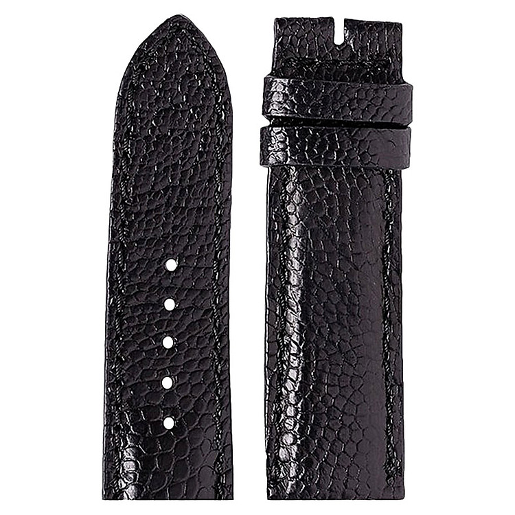 Dây Đồng Hồ Da Đà Điểu Size Lớn Huy Hoàng HT8409 - Đen