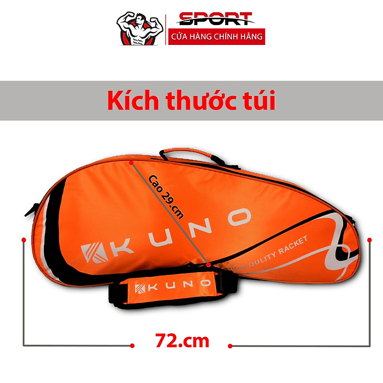 Túi Đựng Vợt Cầu Lông KUNO 1 Ngăn Màu Cam, Thoáng Khí, Sức Chứa Lớn, Thoải Mái Đựng Vợt Và Phụ Kiện Cầu Lông