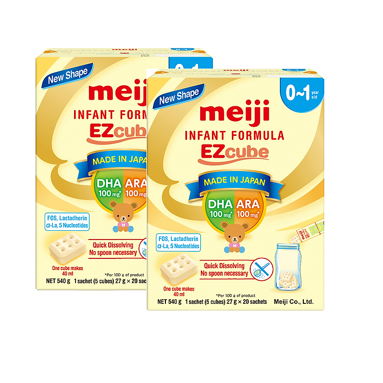 Combo 2 Hộp Sản Phẩm Dinh Dưỡng Công Thức Meiji Infant Formula Ezcube - Nhập khẩu chính hãng (540g)