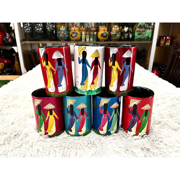 Hủ cắm bút sơn mài (11x7 cm) - Ảnh 6